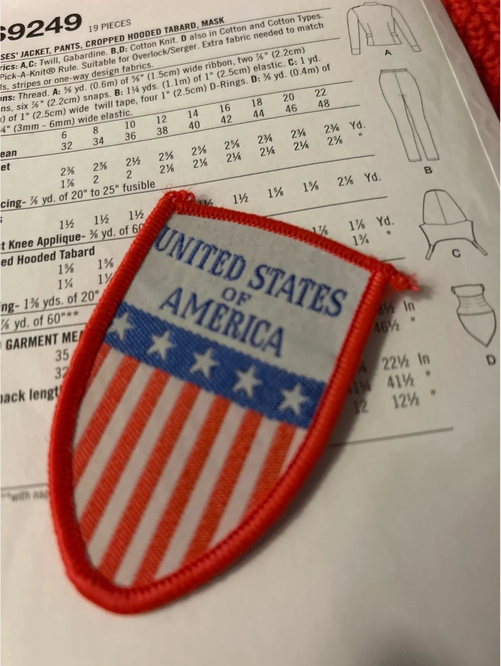 Vintage United States of America Shield Patch with Red Border